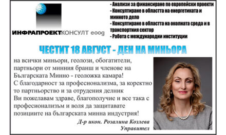 Поздрав от Инфрапроектконсулт по случай Деня на миньора